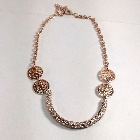 Rose Gold Necklace - Sparkling Swarovski Crystal Elements – Womens Chic Jewelry - Picture 3 of 8